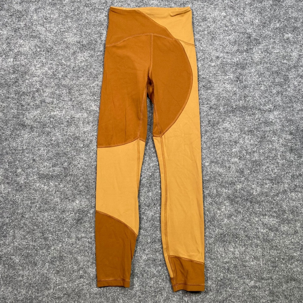 Lululemon Nulu Colorblock High Rise Leggings Copper Ochre Tan Size 0 Activewear